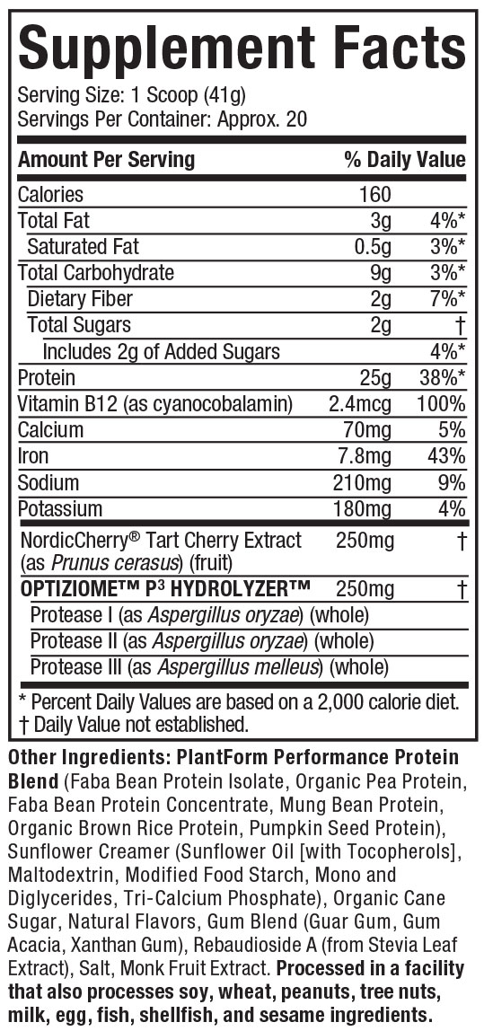 supplement facts plant protein vanilla